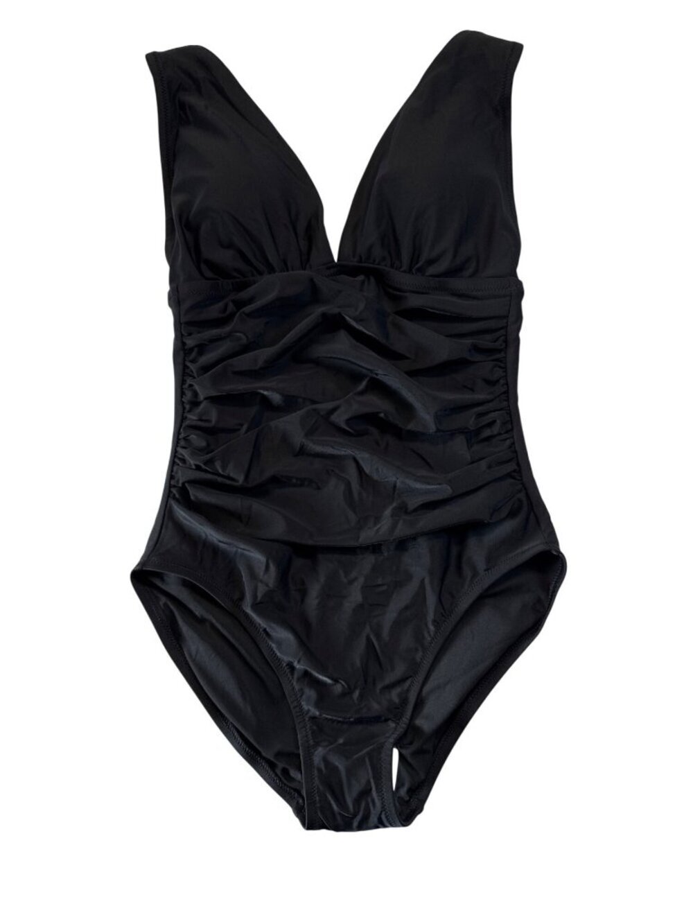 J Crew Womens Ruched Plunging One Piece Swimsuit~Size Small~Black NWT L7 18